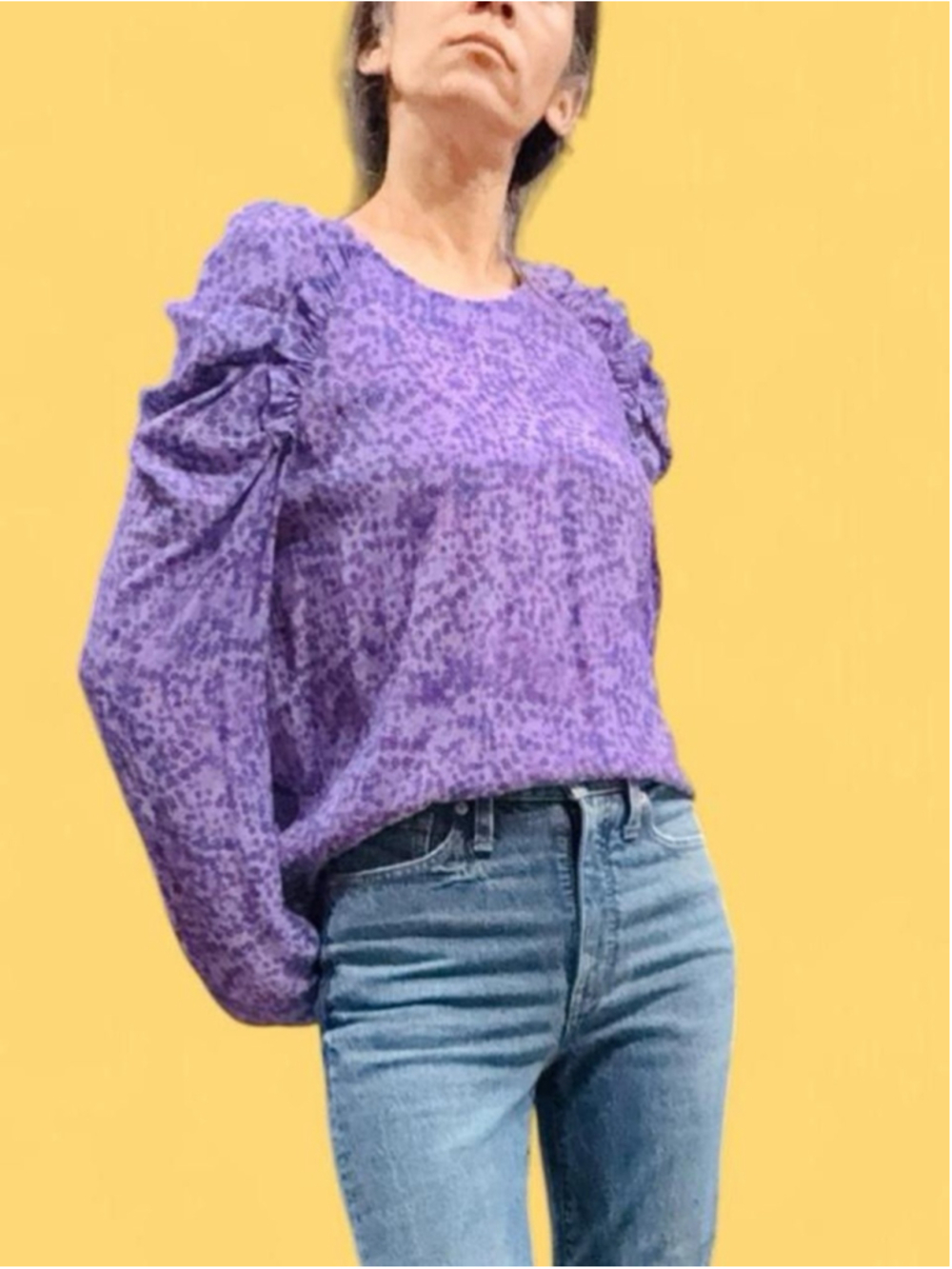 Rebecca Minkoff Purple Floral Ruffle Puff Sleeve Blouse Top Women’s Small